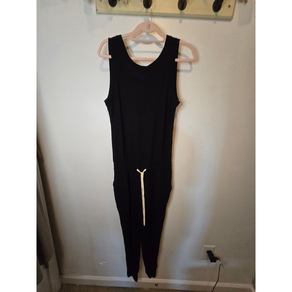 n:philanthropy Black Cotton Jogger Jumpsuit Open Mesh Back JS984MAFEX Small NWT